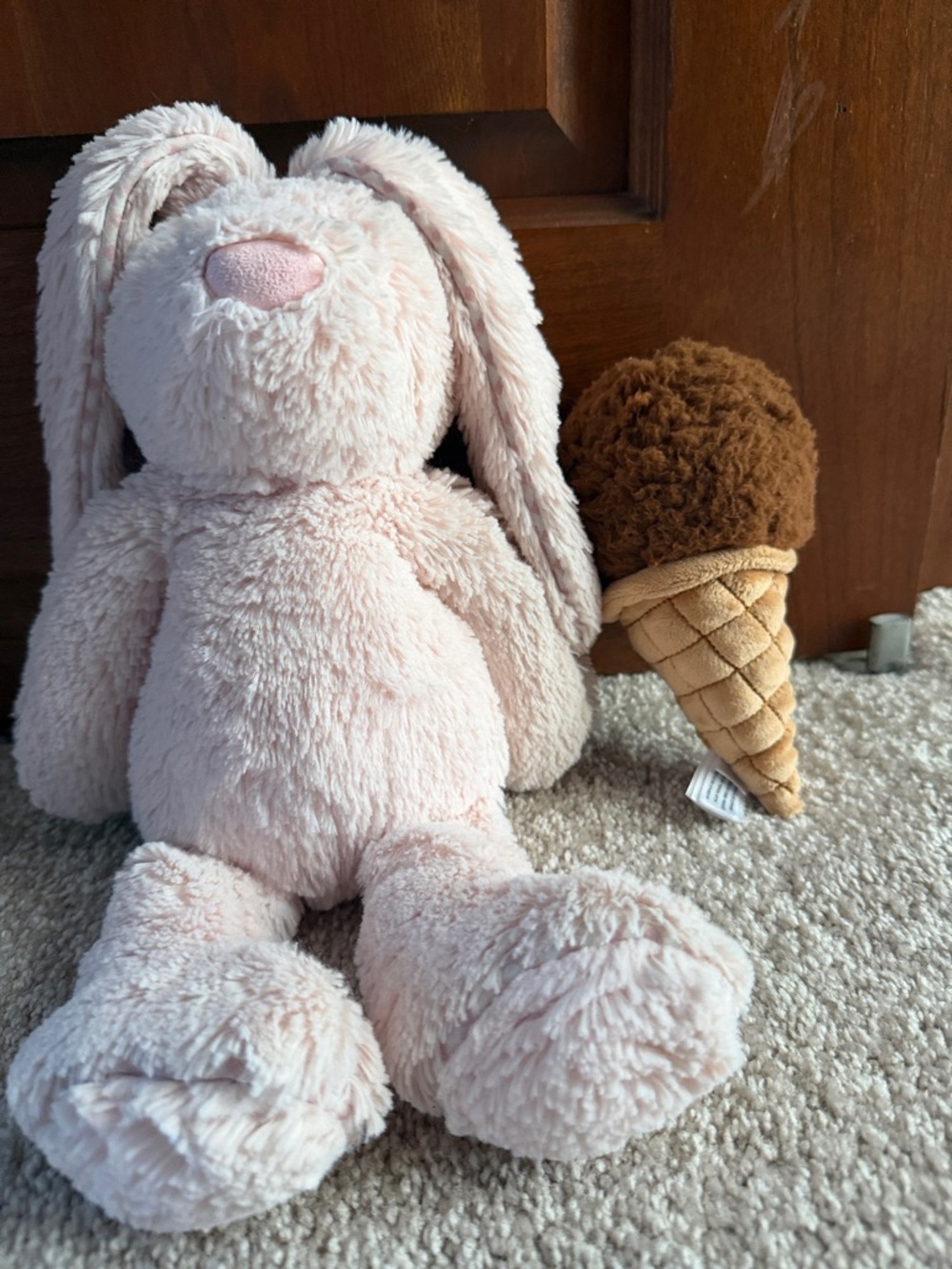 Jellycat Plush Pink Bunny Stuffed Animal with Ice Cream
